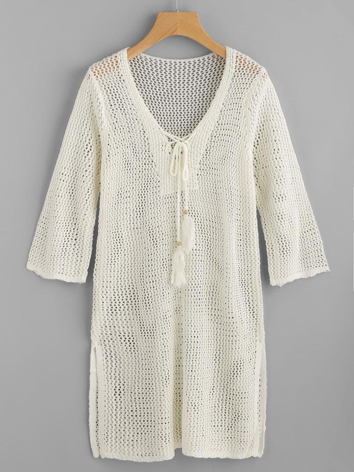 Shein Tassel Tie Hollow Out Cover Up
