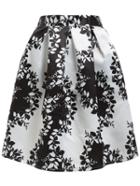 Shein Contrast Leaf Print Box Pleat Flare Skirt