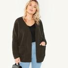 Shein Plus Pocket Front Fluffy Coat