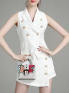 Shein White V Neck Top With Pockets Shorts