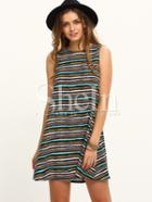 Shein Multicolor Striped Sleeveless Shift Dress
