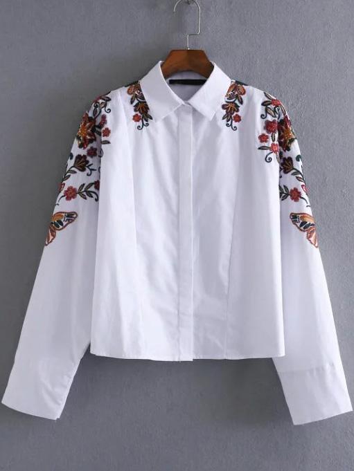 Shein Floral Embroidery Shirt