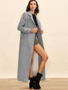 Shein Heather Grey Double Breasted Maxi Coat