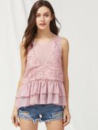 Shein Applique Detail Layered Ruffle 2 In 1 Tank Top