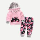 Shein Toddler Girls Floral & Stripe Print Hoodie With Pants