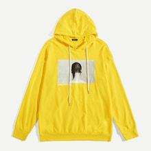 Shein Men Drop Shoulder Graphic Hoodie