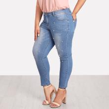 Shein Plus Pearl Detail Jeans