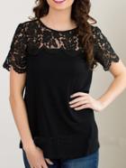 Shein Black Lace Insert T-shirt