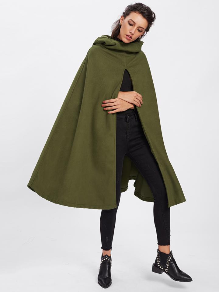 Shein Split Front Hooded Cape