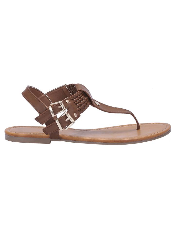 Shein Camel Flip Buckle Strap Sandals