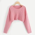 Shein Mixed Knit Solid Crop Sweater