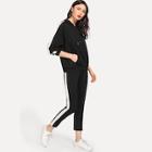 Shein Contrast Panel Seam Sweatshirt And Pants Set