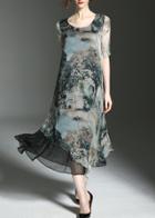 Shein Vintage Print Asymmetric Dress
