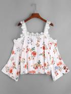 Shein Calico Print Lace Trim Top