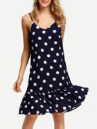 Shein Spaghetti Strap Polka Dot Ruffle Dress