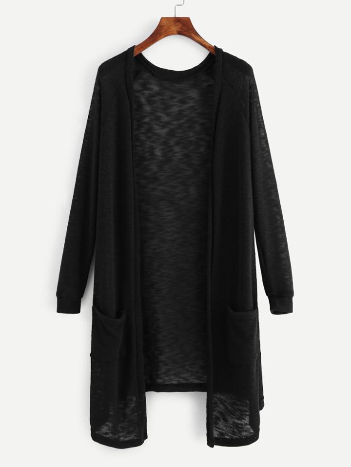 Shein Dual Pocket Open Front Cardigan