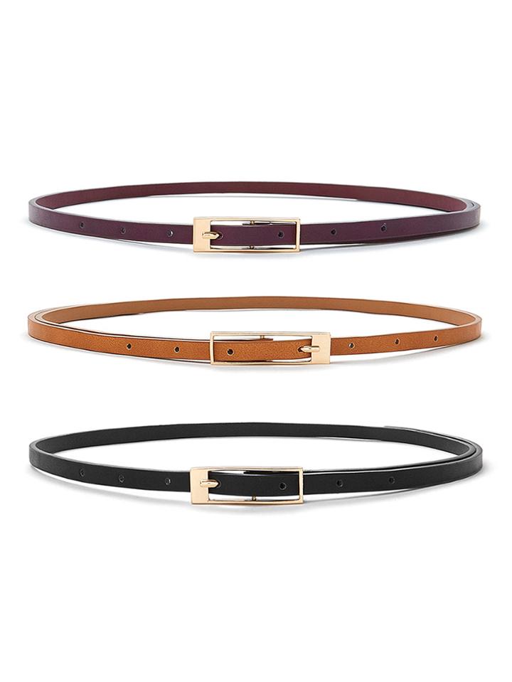 Shein Square Buckle Skinny Belt 3pcs