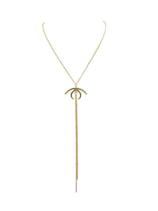 Shein Gold Latest Thin Long Chain Necklace With Eye Pendant