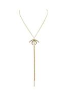 Shein Gold Latest Thin Long Chain Necklace With Eye Pendant