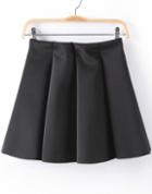 Shein Black Pleated Flare Skirt