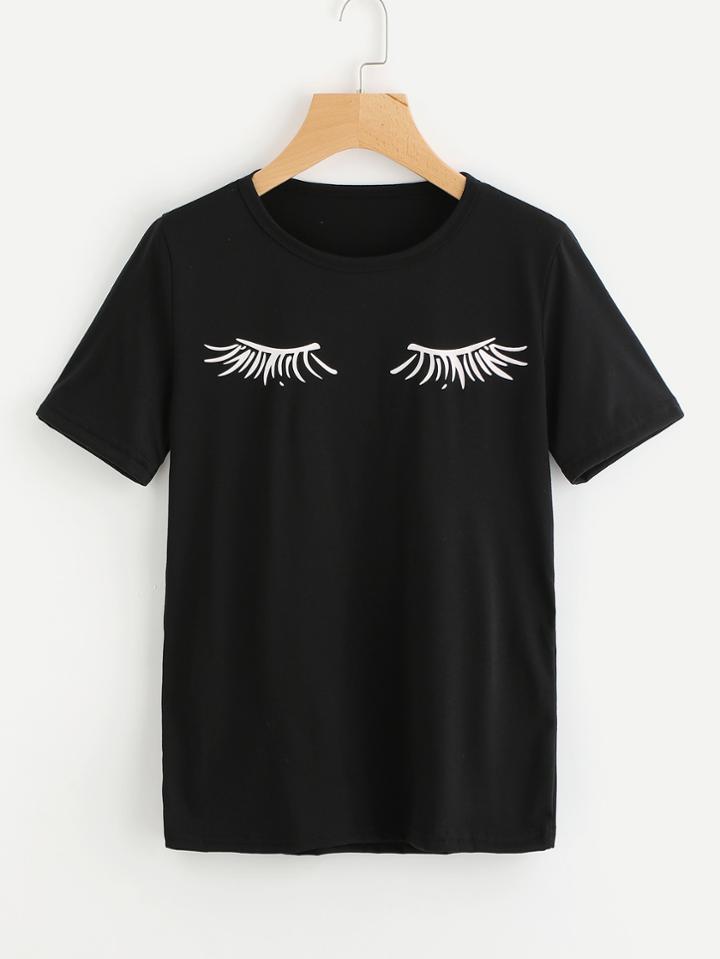 Shein Eyelash Print Tee