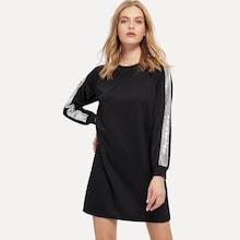 Shein Contrast Sequin Sweatshirt Dress