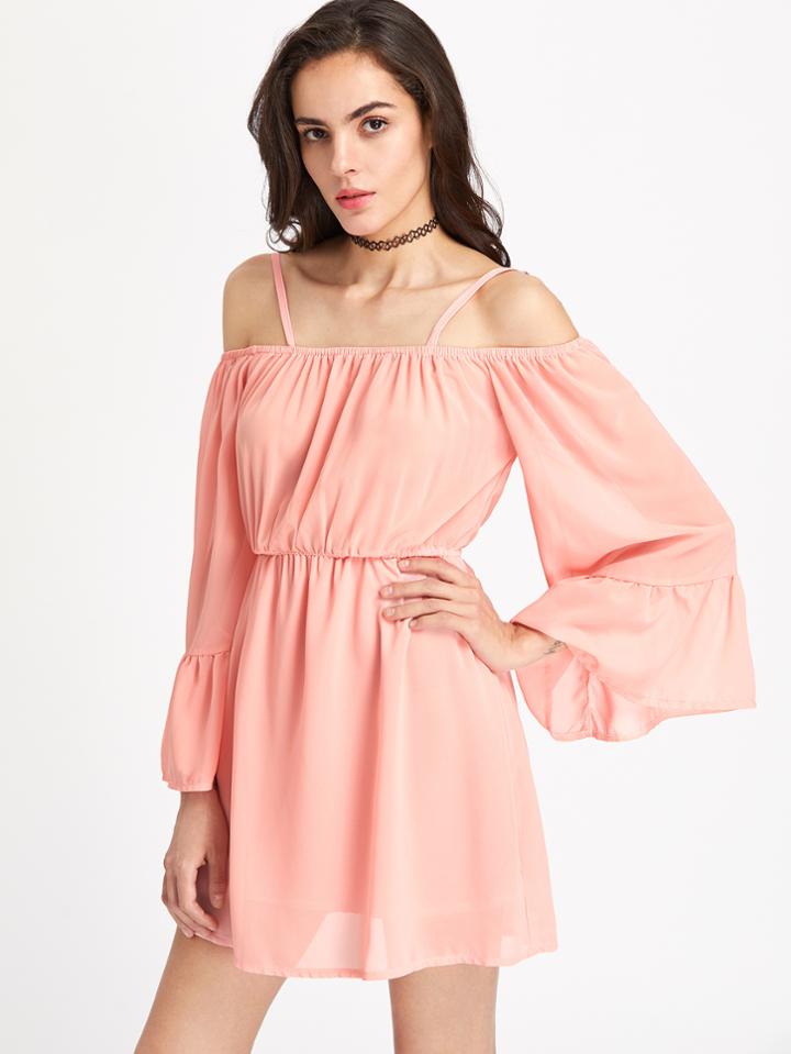 Shein Cold Shoulder Chiffon Dress