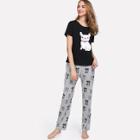 Shein Dog Print Tee And Pants Pj Set