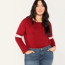 Shein Plus Press Buttoned Striped Tee