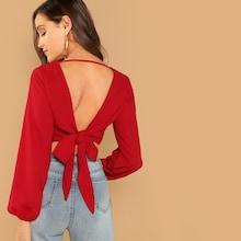 Shein Knot V-back Wrap Top