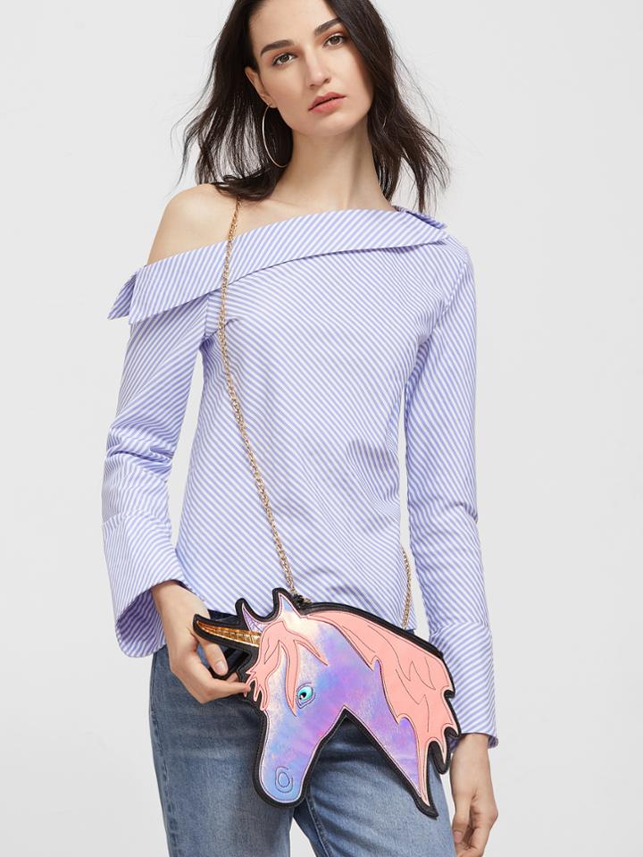 Shein Pink Pu Leather Unicorn Shaped Crossbody Chain Bag
