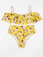 Shein Calico Print Ruffle Bikini Set