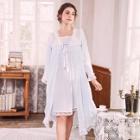 Shein Floral Lace Trim Night Dress With Robe