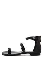 Shein Black Toe-ring Ankle Strap Flat Sandals
