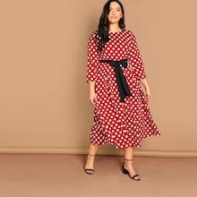 Shein Plus Polka Dot Keyhole Back Dress