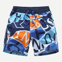 Shein Men Letter Print Drawstring Waist Shorts