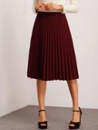 Shein Burgundy Pleated Midi Skirt