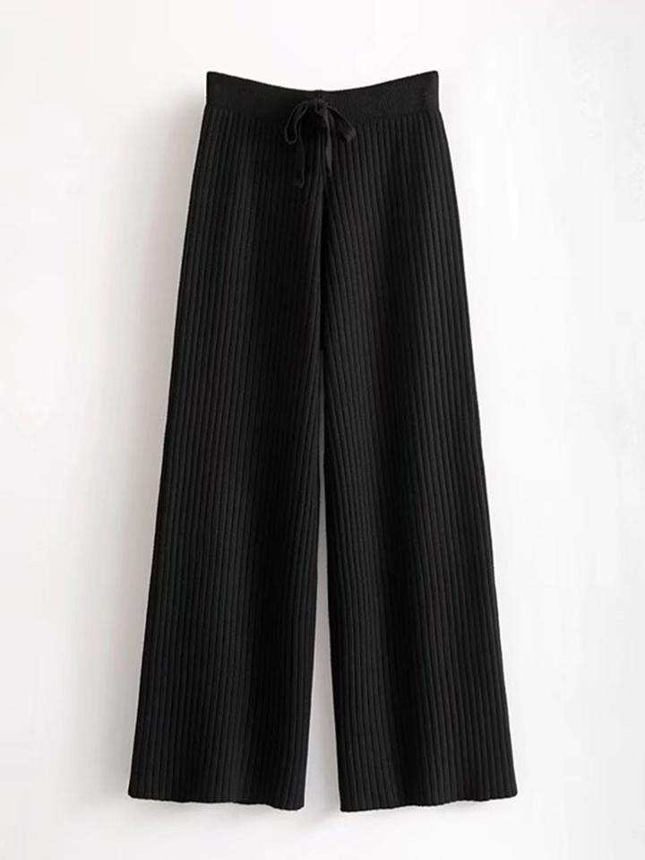Shein Drawstring Waist Rib Knit Pants