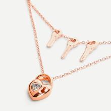 Shein Lock & Key Pendant Layered Necklace
