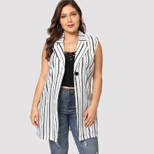 Shein Plus Striped Button Waterfall Jacket