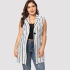 Shein Plus Striped Button Waterfall Jacket