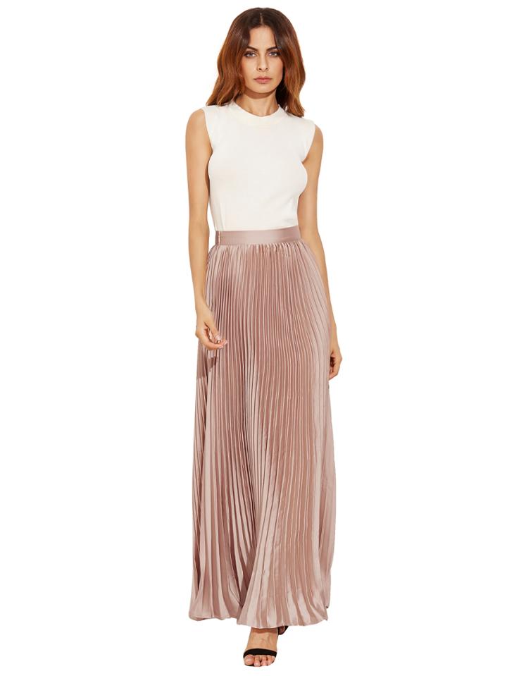 Shein Satin Accordion Full Length Skirt