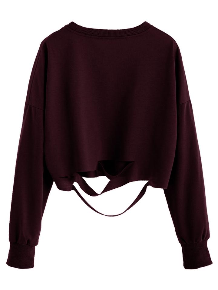 Shein Drop Shoulder Cut Out Crop T-shirt