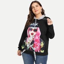 Shein Plus Figure Print Sweatshirt