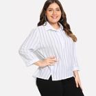Shein Plus Vertical Stripe Button Up Shirt