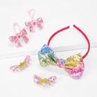 Shein Kids Bow Decorated Sequin Hair Accessories Set 5pcs