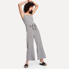 Shein Self Belted Wide Leg Plaid Jumpsuit