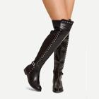 Shein Studded Decorated Side Buckle Thigh High Boots