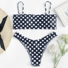 Shein Grid High Leg Bikini Set