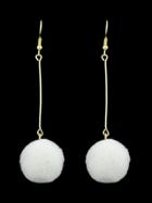 Shein White Long Chain With Ball Dangle Earrings For Women
